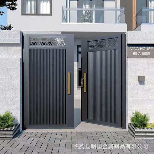 铝艺大门双开门铝合金中式门现代简约围墙进户门乡村庭院别墅大门
