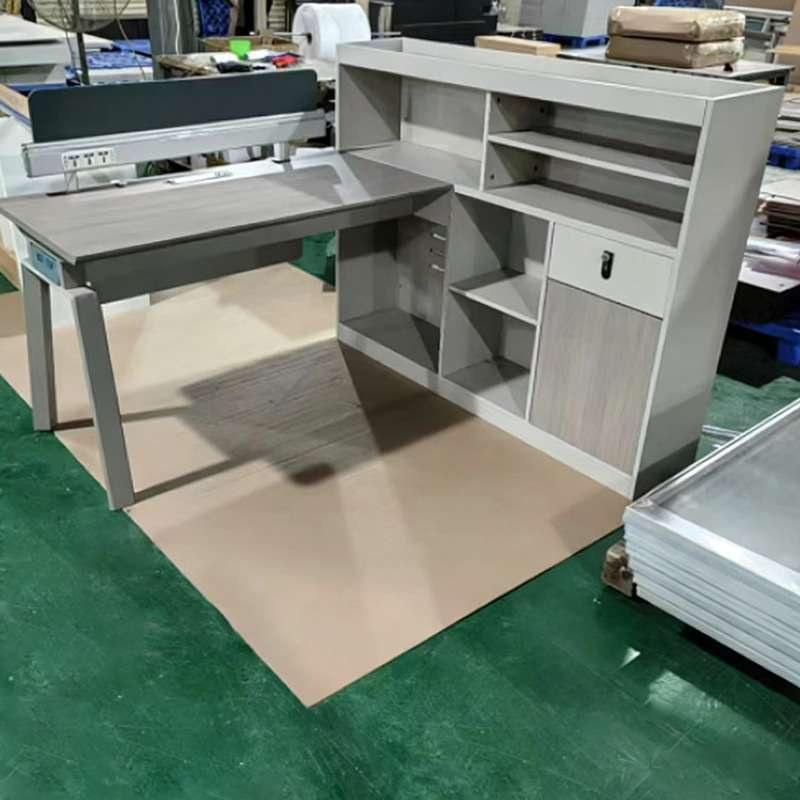 单人主管办公桌财务桌 带侧柜文件储物系统 现代多功能学习工作桌