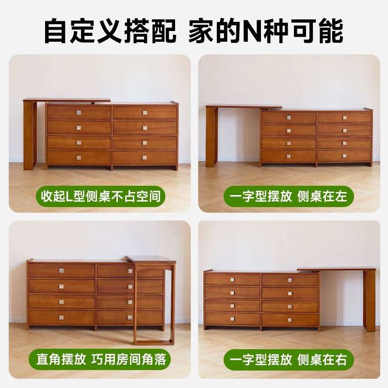 黄杨木梳妆台现代卧室简约斗柜一体化妆柜2024新款中式高级桌镜