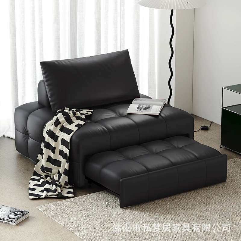 建议泡芙沙发床坐卧两用多功能小户型猫爪皮客厅折叠伸缩单人沙发