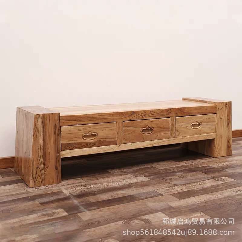 老榆木电视柜客厅长方形视听柜厂家发货新中式风格储物柜地柜木制