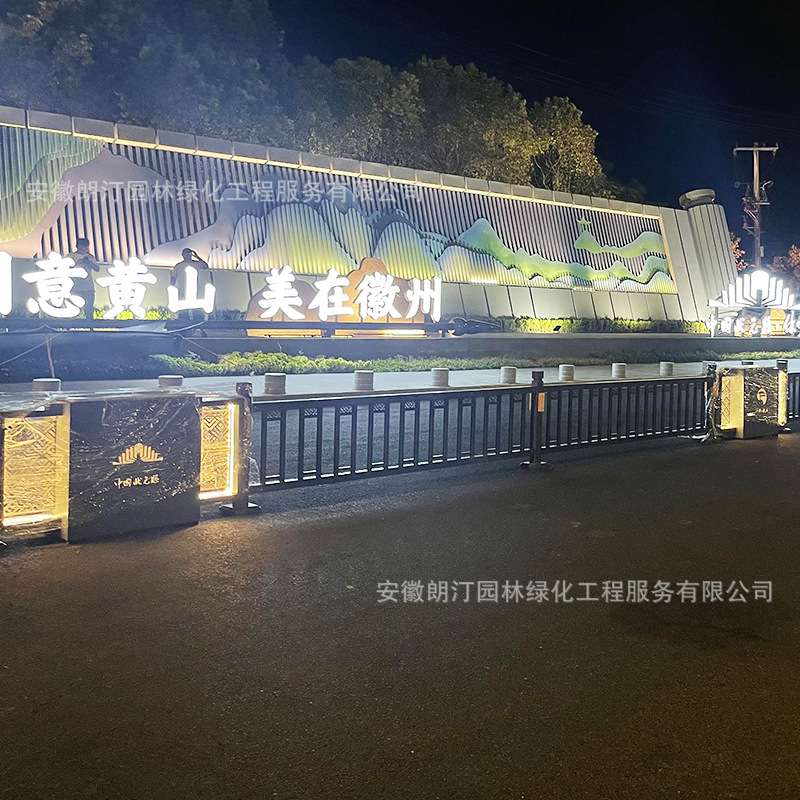 朗汀市政专用花箱道路中央分隔带可伸缩护栏发光不锈钢花箱厂家