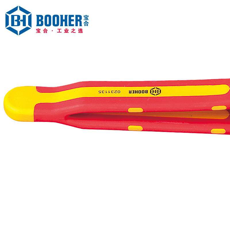 Booher宝合绝缘手工具 BH0231135 双色绝缘针尖无齿镊子134mm