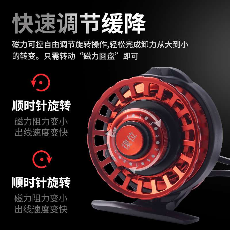 科美龙微铅磁力缓降筏钓轮筏竿冰钓前打轮桥钓渔轮重铅缓降筏轮