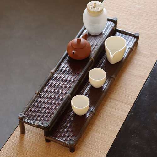 紫竹杯架茶盘茶台单层双层三层 茶具展示置物架 茶道零配件博古架