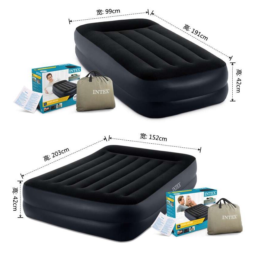 INTEX64124气垫床充气床垫双人家用自动折叠厚户外高床露营加厚