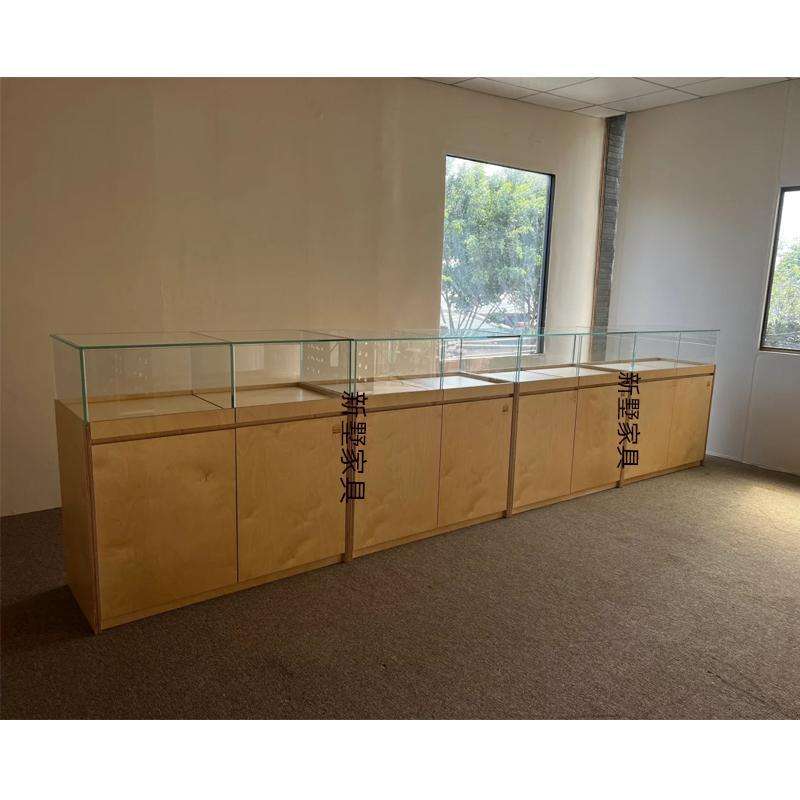 设计师款桦木多层板展示柜简约现代海洋板陈列玻璃货柜饰品展示架