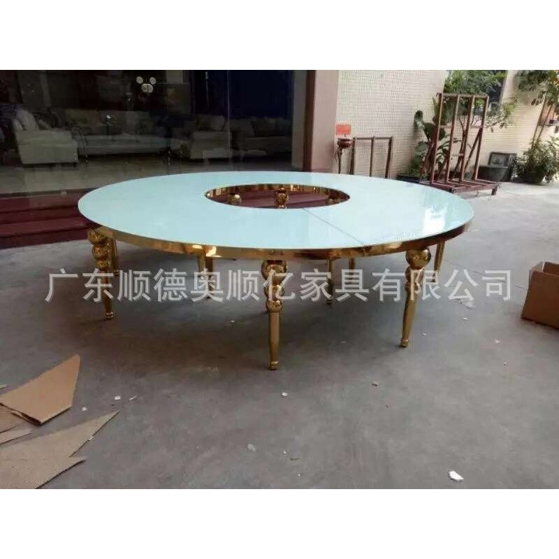 欧式酒店环形不锈钢餐桌大型宴会婚庆桌子国外酒店大餐桌