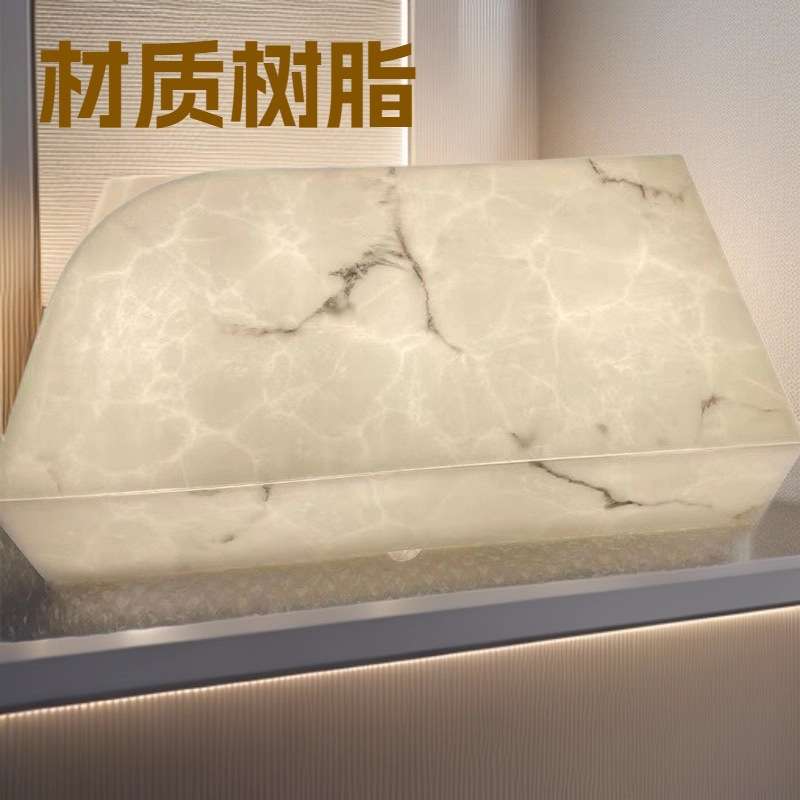人造透光石黄色美洁石工程户外壁灯柱子亚克力仿云石灯罩发光层板