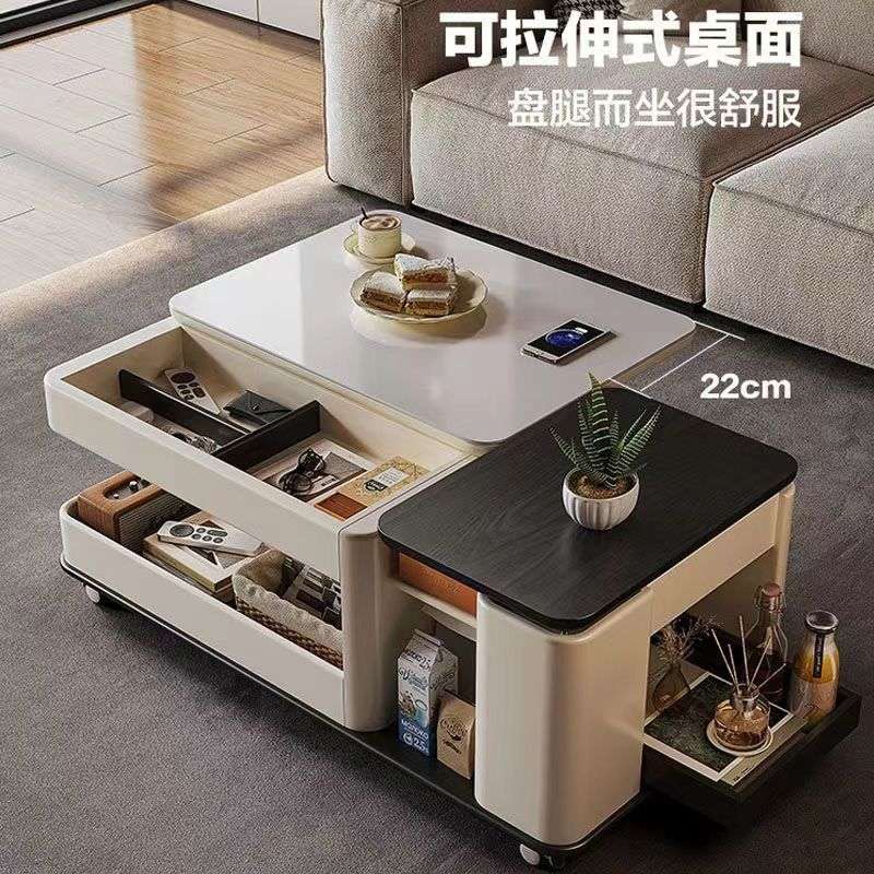 茶几简约实木现代客厅移动北欧升降家用小户型多功能小推车沙发