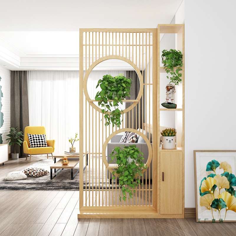 新中式实木屏风隔断客厅玄关进门遮挡入户正对门格栅木质2025新款