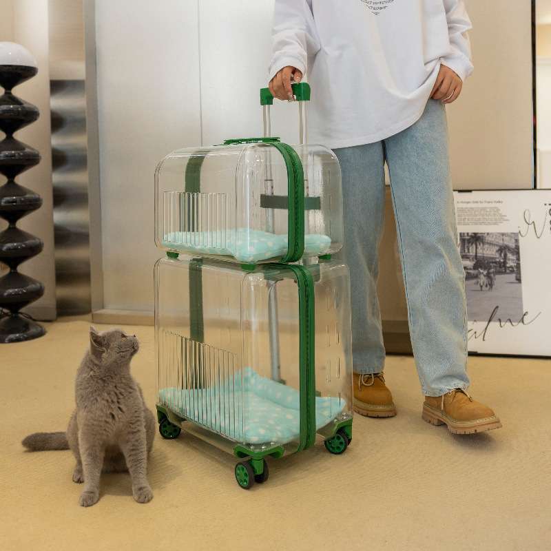 宠物用品户外轻便推车猫狗拉杆箱防漏猫咪便携大行李箱透明太空舱
