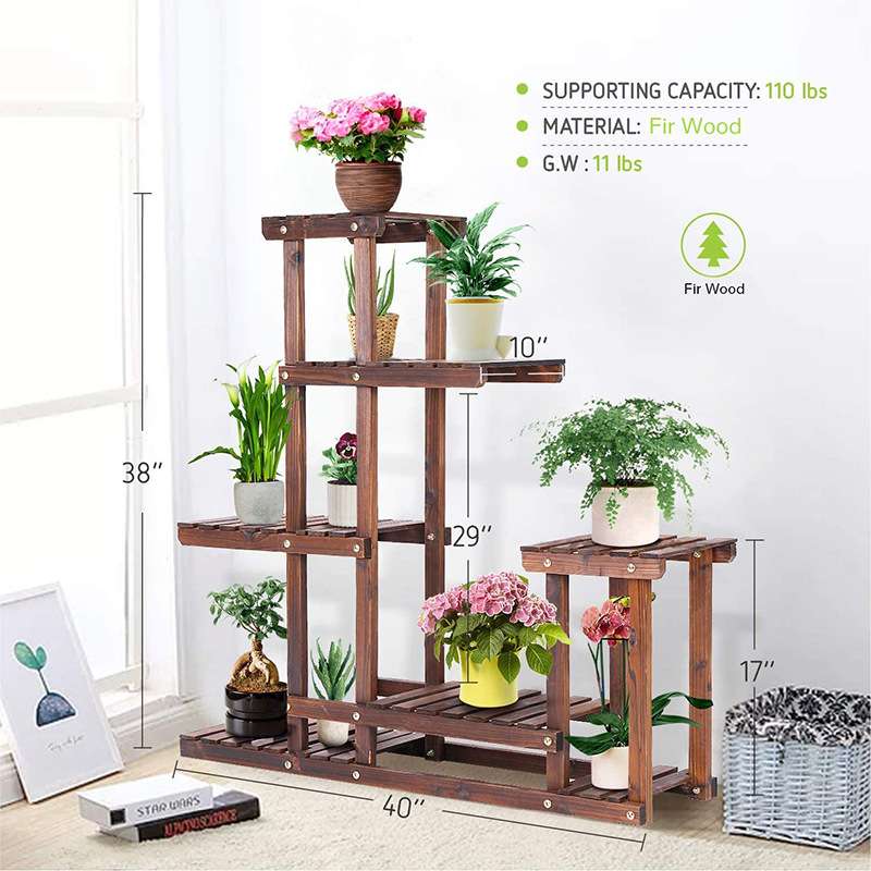 室内花架客厅多肉绿萝植物架多层落地盆景架置物架木质地面花盆架