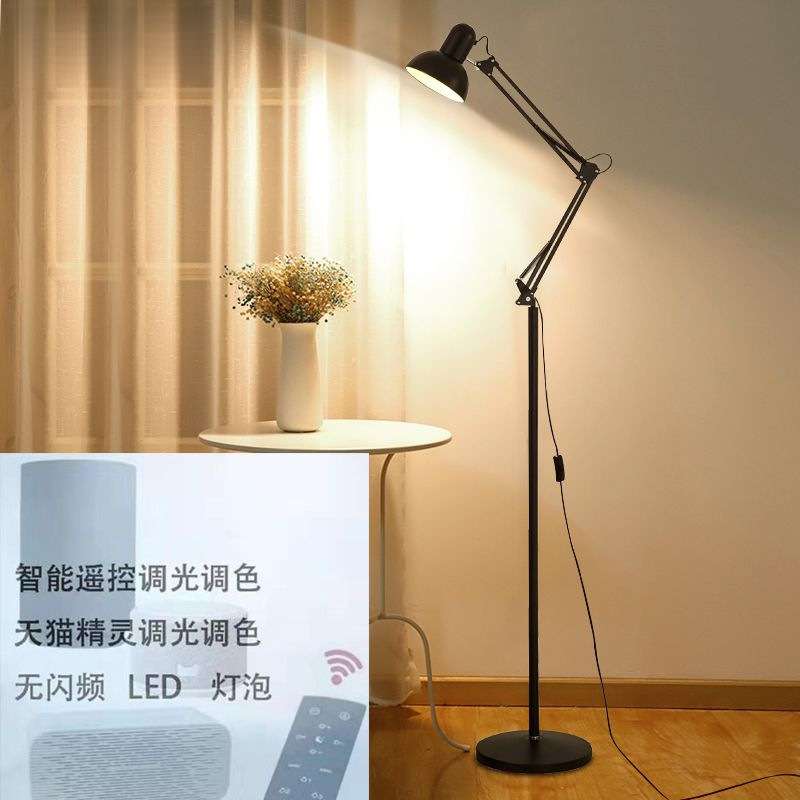 北欧智能遥控落地灯客厅卧室调光床头LED中式台灯纹绣落地灯厂
