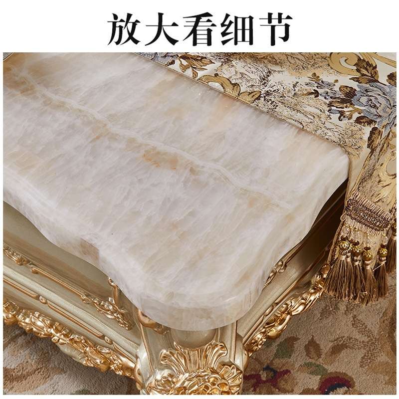 欧式茶几电视柜组合大理石地柜客厅实木美式香槟金色家具套装组合