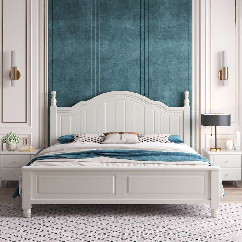 美式实木床1.35米现代简约轻奢民宿双人次卧田园经济型白色公主床