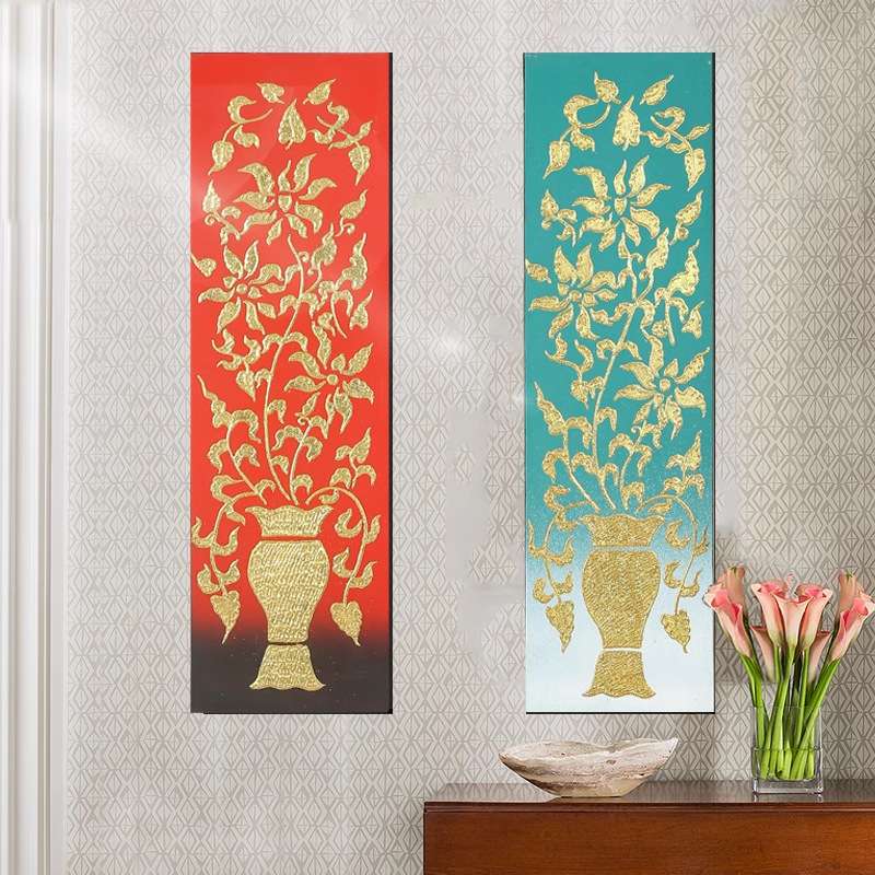 泰国金箔画 东南亚风格菩提树玄关禅意壁画电表箱遮盖装饰墙画