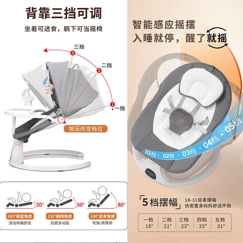 婴儿电动摇摇椅智能宝宝安抚椅哄娃睡觉神器新生儿躺椅幼儿摇篮