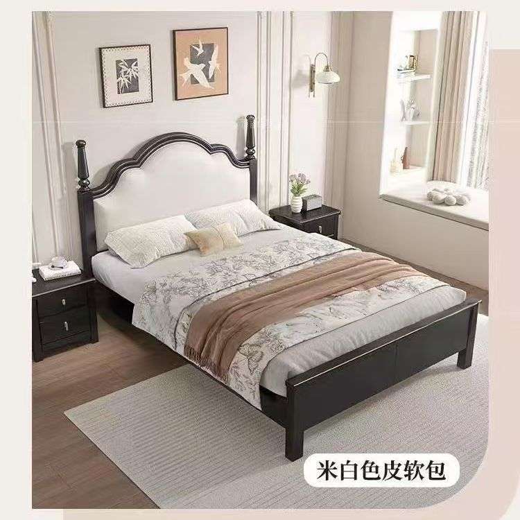 轻奢复古实木1.0m单人床气压法式1.35m抽屉收纳高箱物床1.5m客厅