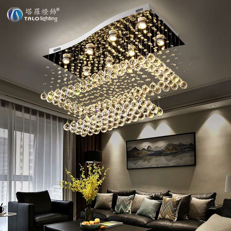 led水晶吊线灯具 创意卧室客厅吸顶灯 现代简约水晶餐厅装饰灯饰
