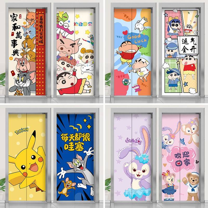 溥畔年 可来图定制电梯门贴纸装饰画壁纸卡通房门入户门衣柜冰箱
