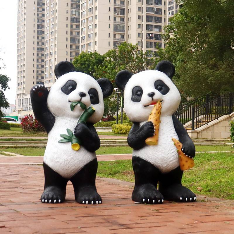 溥畔年 户外彷真动物熊猫花盆树脂幼儿园庭院花园卡通花缸创意装