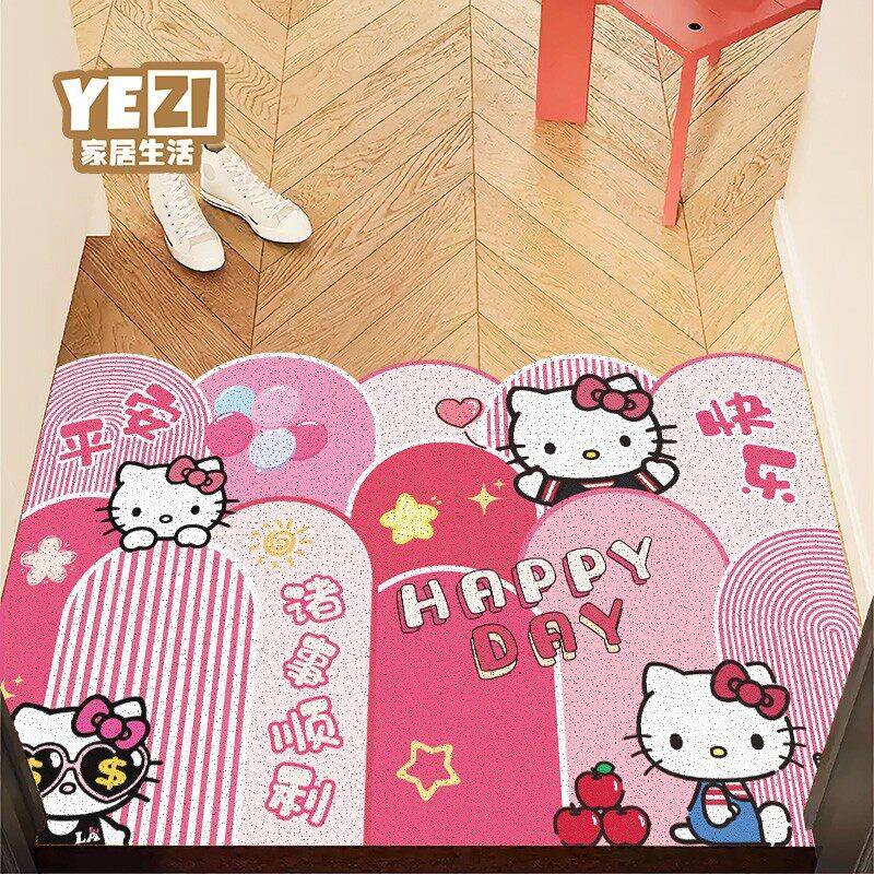 溥畔年 麻将凯蒂猫丝圈进门地垫门口玄关家用入户门耐磨可水洗可