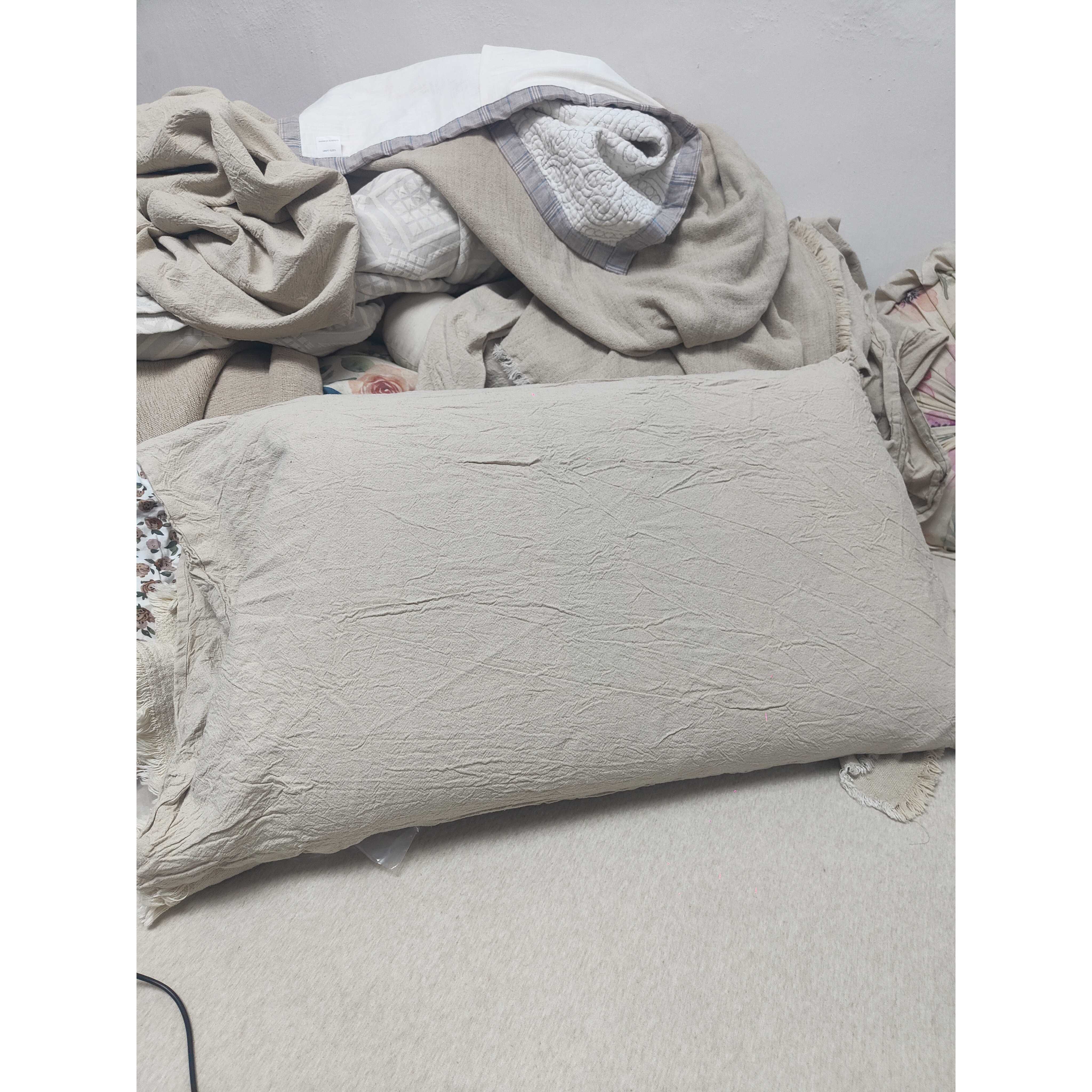 溥畔年 亏钱清仓100%汉麻微瑕疵枕套48×74一对包邮到家