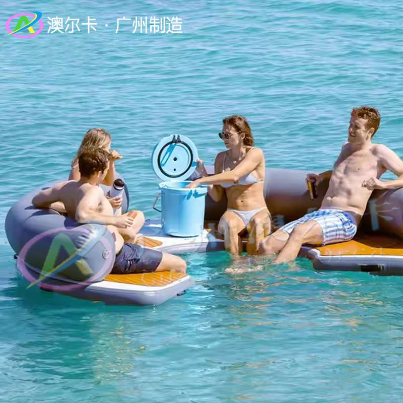 水上充气浮板娱乐多人浮床派对可折叠躺椅加厚浮台浮排厂家直销