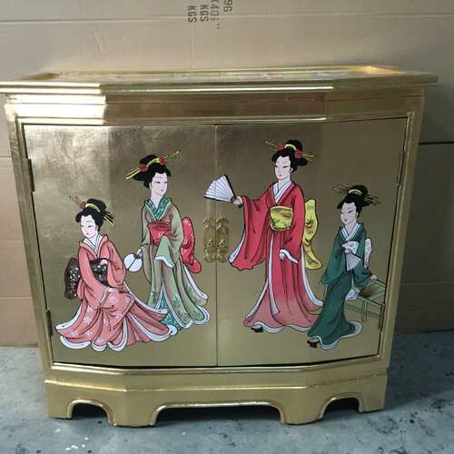 至高美金箔门柜玄关柜彩绘家具出口日韩进门隔断柜门厅装饰柜