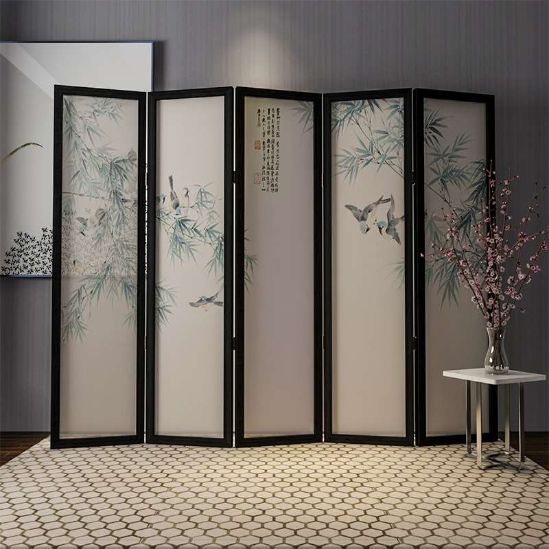 中式古典实木屏风玄关隔断折屏办公室茶楼酒店餐厅屏风移动可折叠