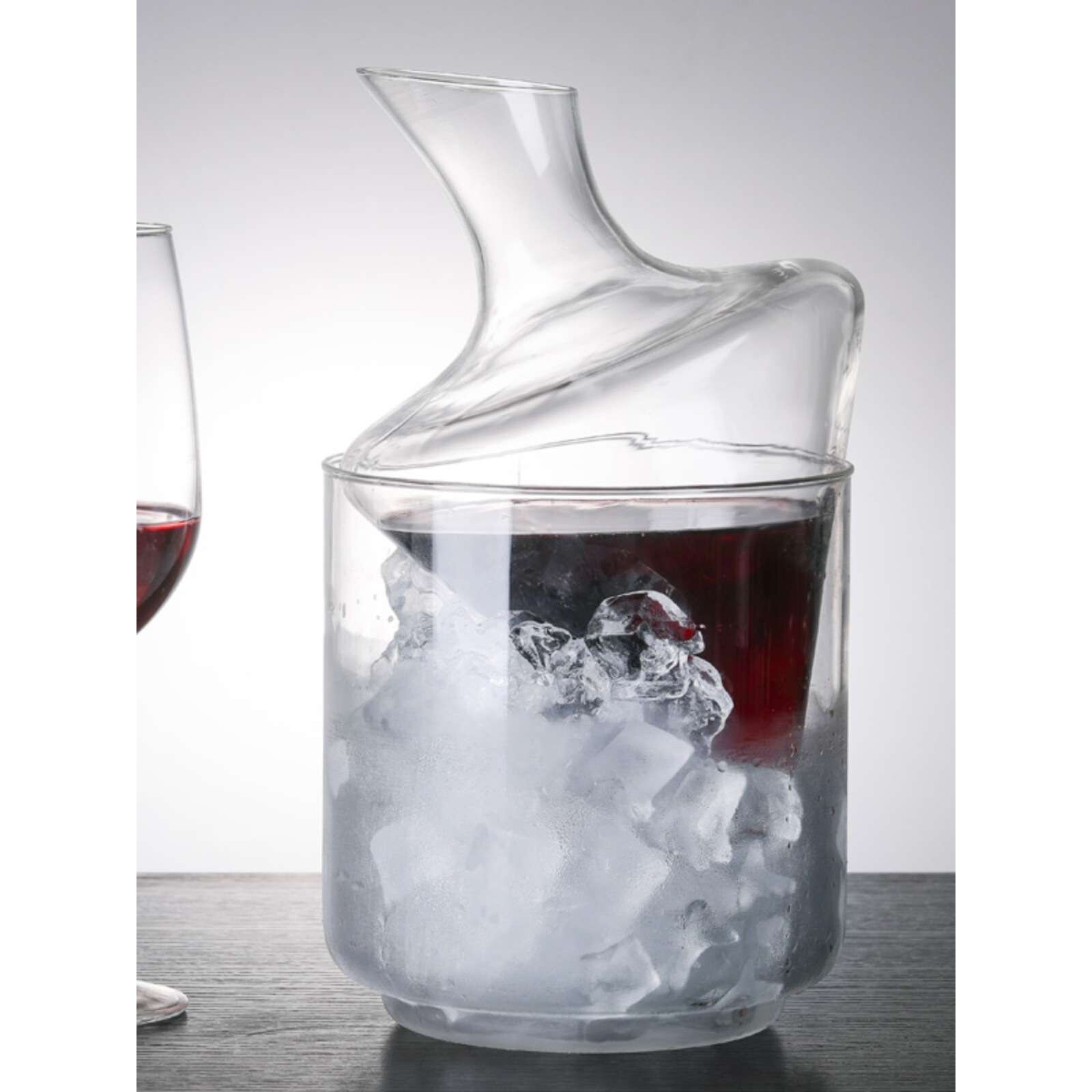 玻璃冰桶红酒醒酒器设计感旋转创意分酒器酒壶家用酒具套装盛酒B&