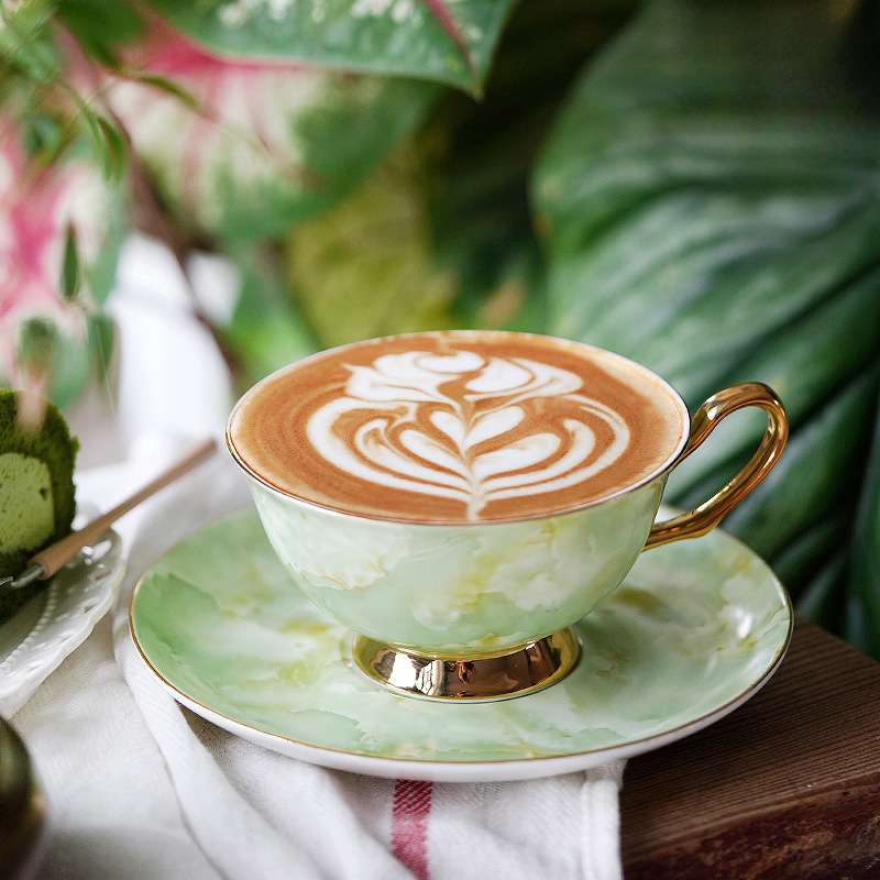 英式下午茶具轻奢大理石纹咖啡杯碟蜡烛加热花茶壶花茶杯套装