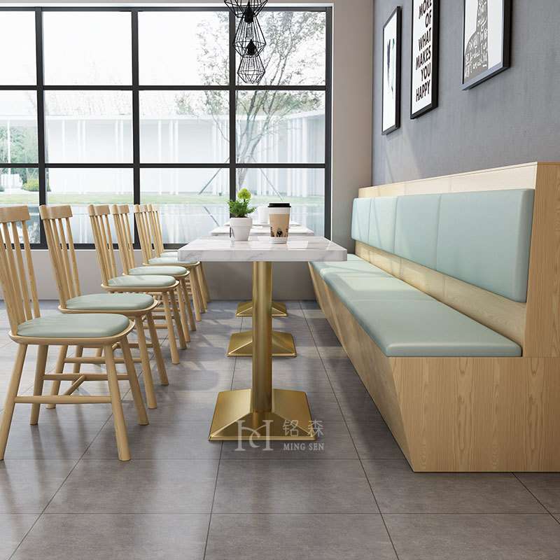 火锅店饭店主题餐厅西餐厅靠墙卡座奶茶店咖啡厅沙发实木桌椅组合