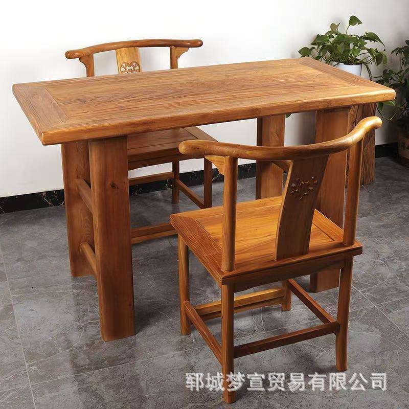 老榆木办公桌实木复古原木电脑桌家用餐桌长条书桌禅意书法禅意桌