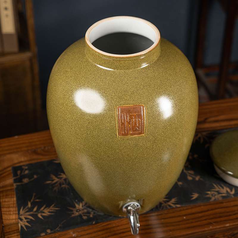 景德镇陶瓷复古酒坛子酒缸酒罐10斤20/30/50/100密封泡酒瓶带龙头