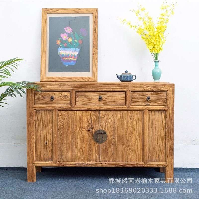 老榆木餐边柜家居实木收纳柜落地式电视柜酒店民宿餐边碗柜茶水柜