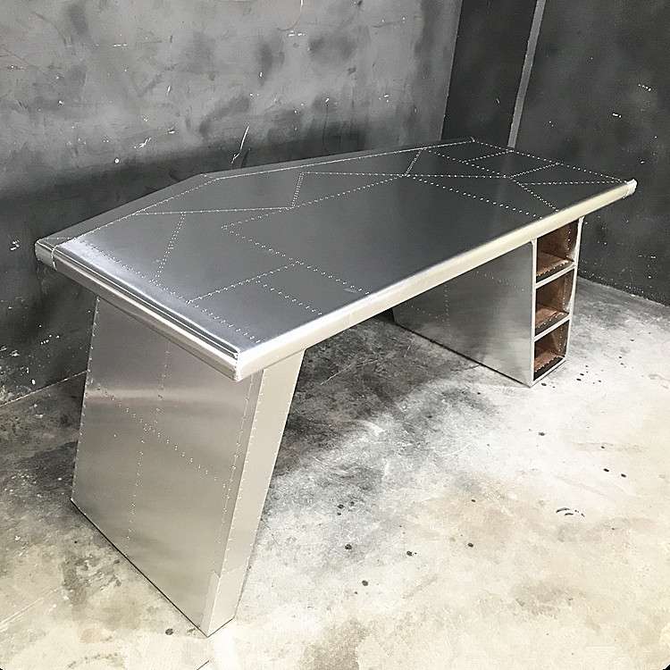 美式工业风格家具创意LOFT航空铝皮书台办公桌书桌电脑桌工位