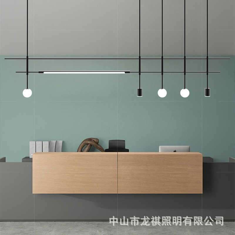 北欧前台接待区办公长条吊灯简约创意酒店设计师餐厅吧台茶室吊灯