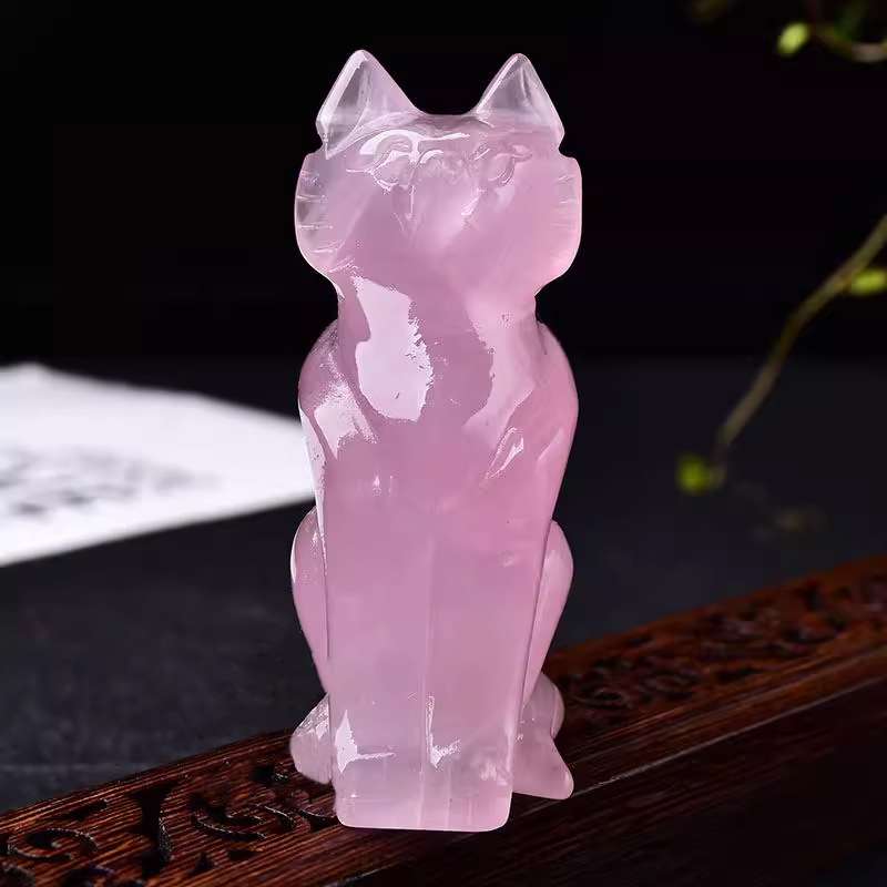 天然粉晶狐狸家居摆件粉水晶原石招桃花旺姻缘增旺女人魅力