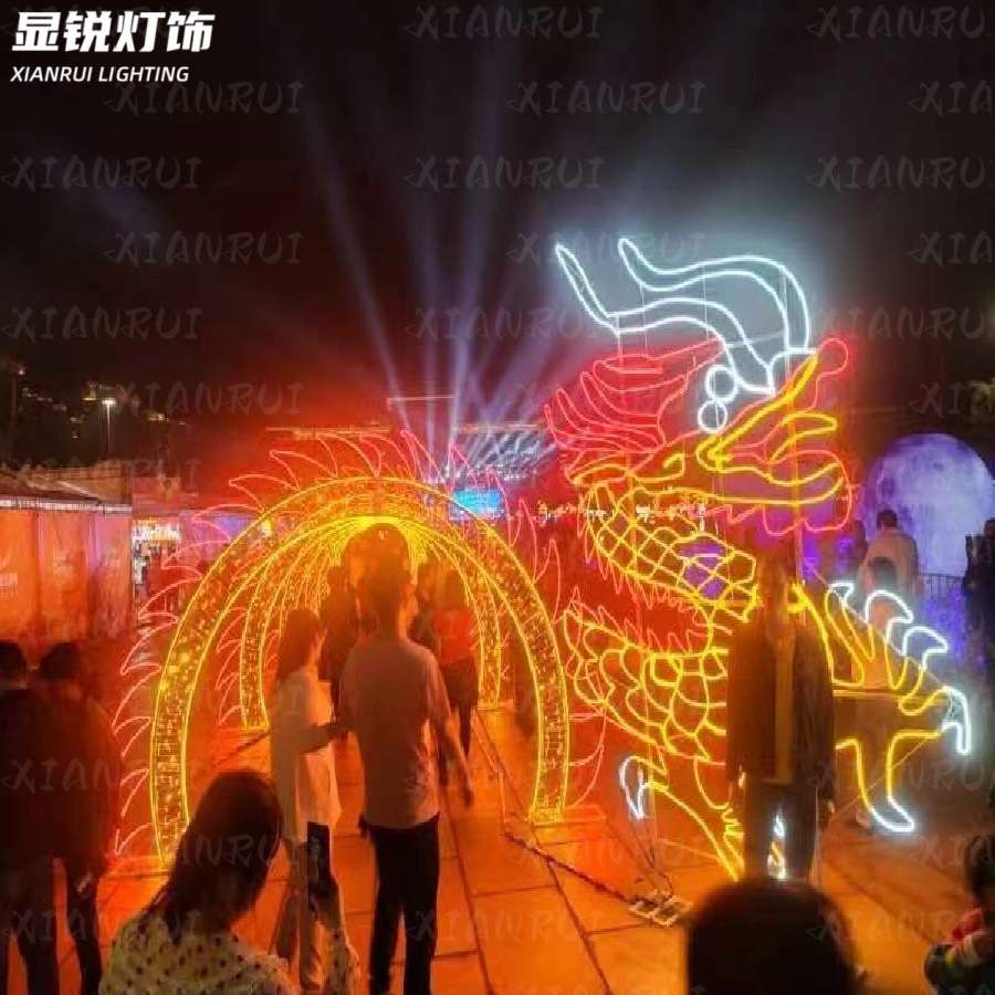 LED仿真龙造型生肖龙模型户外防水装饰景观灯小品工艺灯光装置
