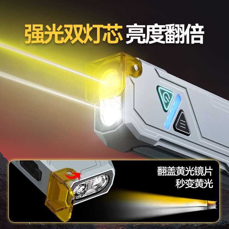 新款RGB变色多功能强光炫彩手电筒EDC氛围灯轻薄铝合金强磁笔夹灯