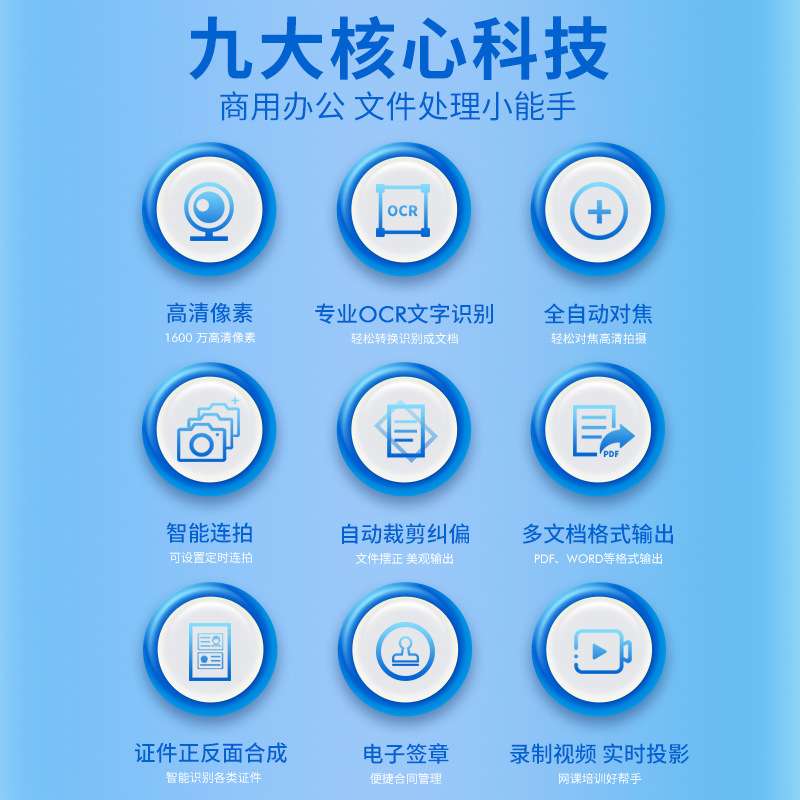 科密GP1200AF高拍仪 1600万高清像素在线升级扫描仪OCR识别A4文件