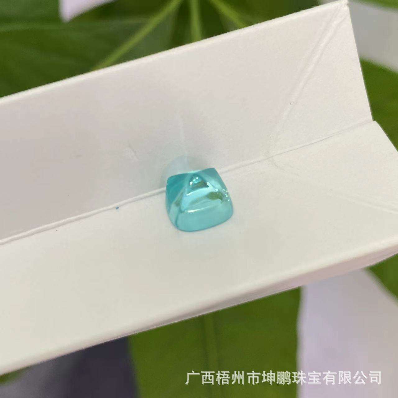 源头厂家帕拉伊巴碧玺实验室培育蓝宝石糖塔蓝绿色裸石戒面SS级别