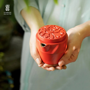 台湾陆宝茶具女生高颜值便携式旅行茶具套装高档下午茶器花好月圆