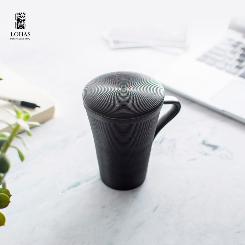 陆宝陶瓷茶具旋转盖杯泡茶杯
