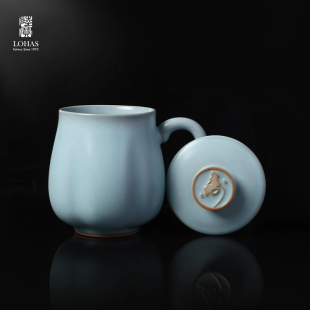 陆宝宋韵汝窑茶杯办公日用水杯送女友送老师领导高档颜值仙石盖杯
