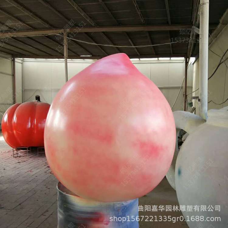 玻璃钢仿真桃子雕塑树脂彩绘农产品树脂模型户外公园农场绿地摆件