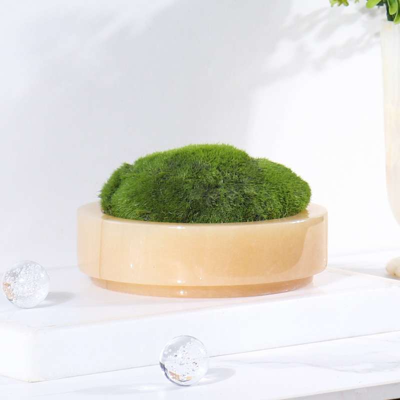 新中式大理石花盆永生苔藓仿真花器多肉迷你花盆装饰家居软装摆件