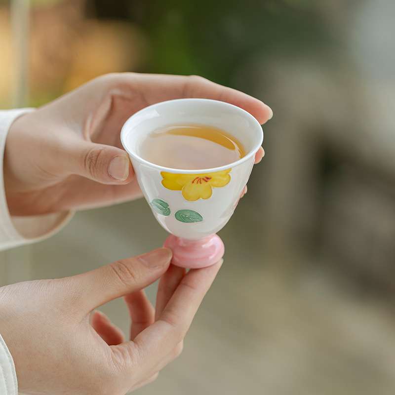 弥言有田烧手绘主人杯手工陶瓷高足杯大号个人专用茶杯品茗杯日式